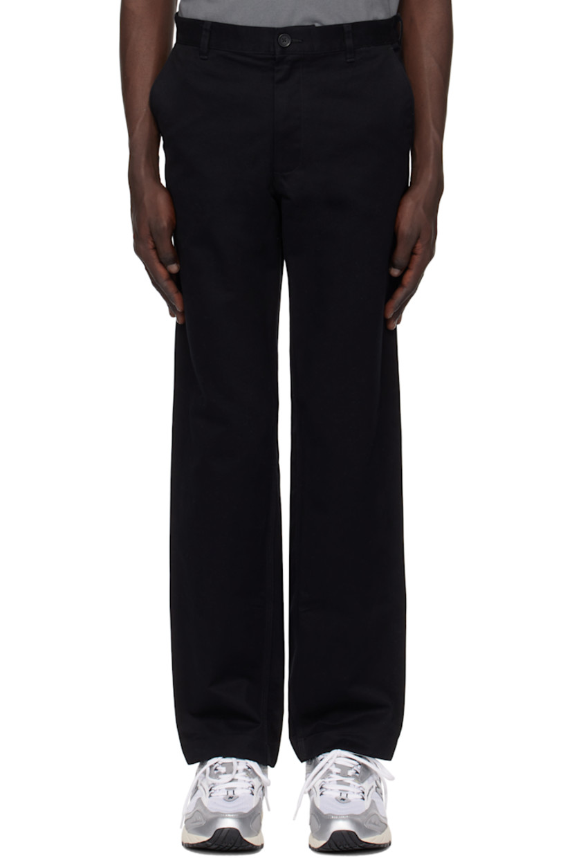 Durable straight-leg cotton twill trousers. 

· Belt loops
· Four-pocket styling
· Zip fly
· Logo embroidered at back waistband 

Supplier color: Black