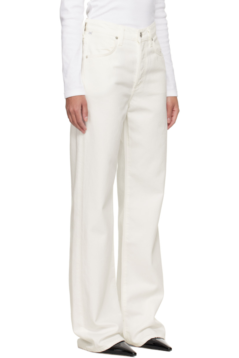 Wide-leg non-stretch lyocell- and cotton-blend denim jeans.

· High-rise
· Belt loops
· Four-pocket styling
· Button fly
· Leather logo patch at back waistband
· Logo-engraved silver-tone hardware

Part of the HUMANITY collection.

Supplier color: Soft white