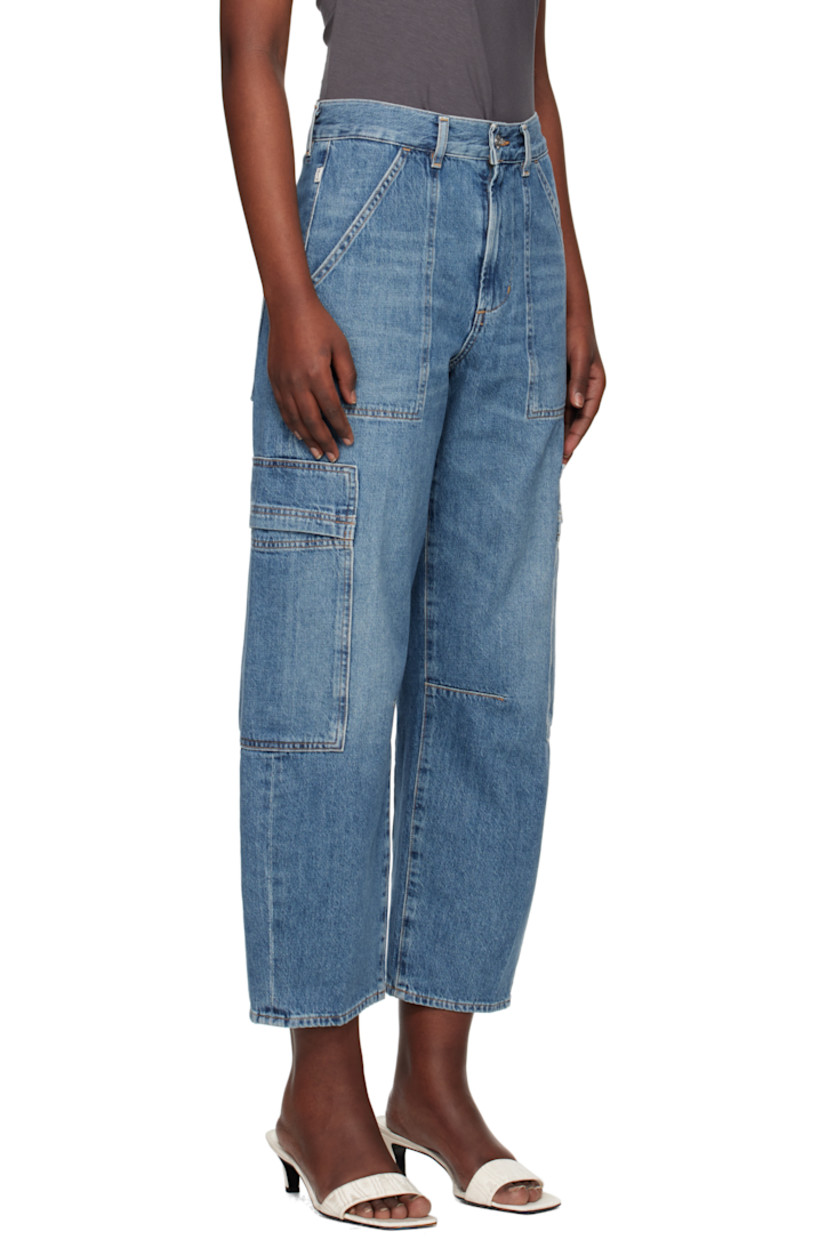 Tapered non-stretch regenerative cotton denim jeans. Fading, whiskering, and subtle distressing throughout.

· Loose-fit and straight-leg
· Belt loops
· Four-pocket styling
· Zip fly
· Darts at inseam
· Logo patch at outseam
· Flap pocket at outseams 
· Logo-engraved silver-tone hardware
· Contrast stitching in tan 

Part of the HUMANITY collection.

Supplier color: Elysian