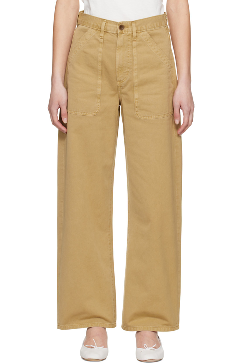 Relaxed-fit regenerative cotton twill trousers. Subtle fading throughout.

· Belt loops
· Four-pocket styling
· Zip fly
· Logo flag at front waistband
· Leather logo patch at back waistband

Part of the HUMANITY collection.

Supplier color: Heirloom
