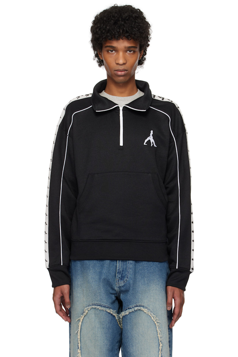 French terry sweatshirt. 

· Stand collar
· Half-zip closure
· Graphic embroidered at chest
· Kangaroo pocket 
· Rib-knit hem and cuffs
· Graphic-woven trim at sleeves

Available exclusively at SSENSE.

Supplier color: Black