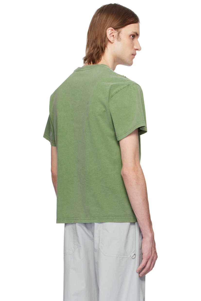 Boxy-fit organic cotton jersey T-shirt. Distressing throughout. 

· Rib-knit crewneck
· Graphic and text printed at chest

Supplier color: Off-green