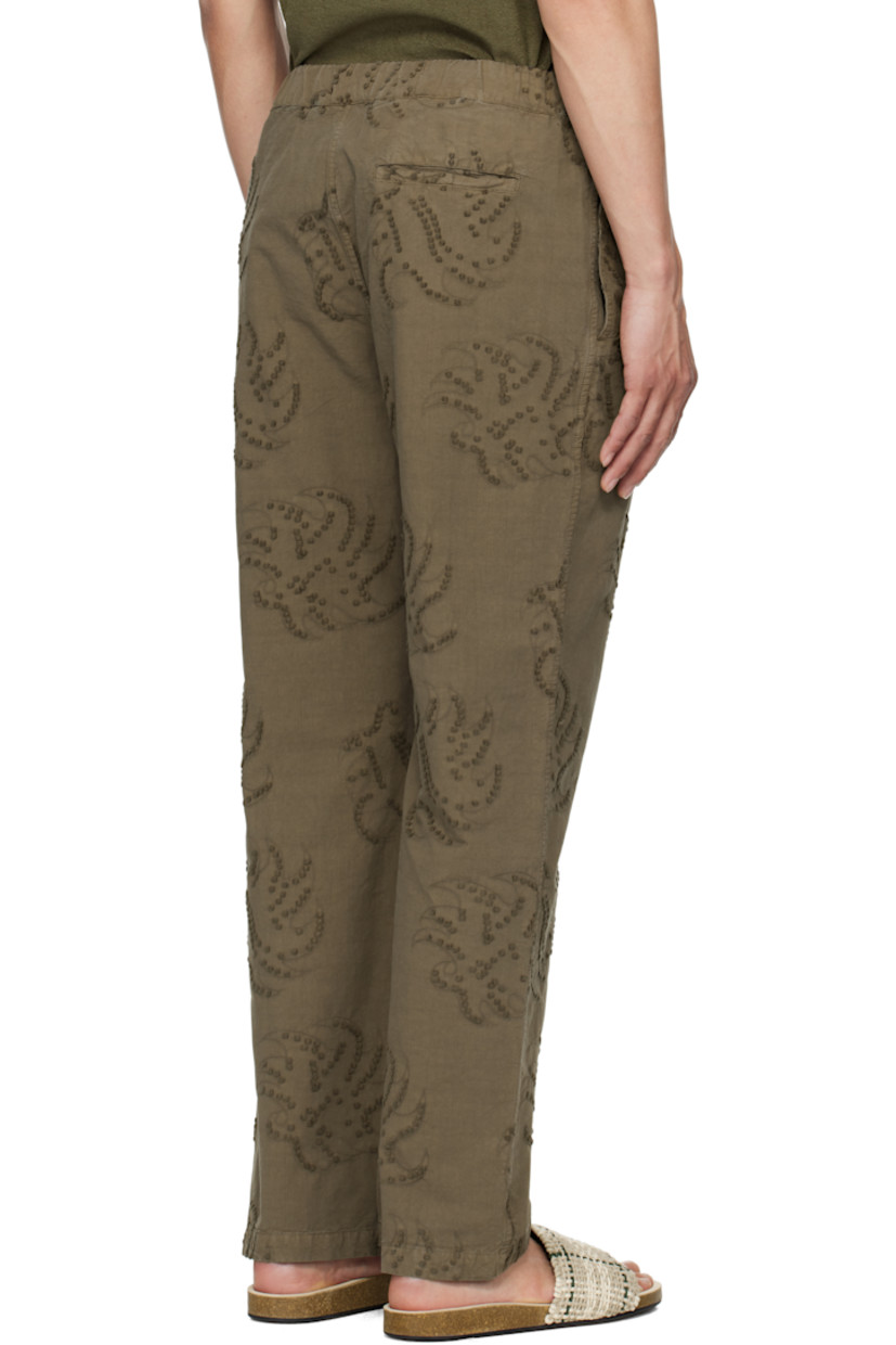 Loose-fit plain-woven cotton trousers. Jacquard graphic pattern and fil-coupé detailing throughout.

· Mid-rise
· Drawstring at elasticized waistband
· Three-pocket styling
· Zip fly

Supplier color: Grey