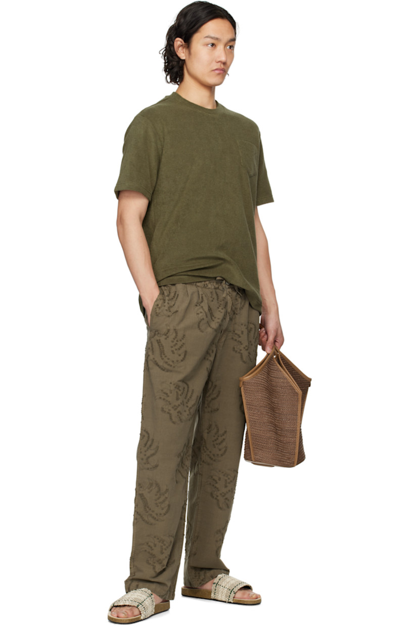 Loose-fit plain-woven cotton trousers. Jacquard graphic pattern and fil-coupé detailing throughout.

· Mid-rise
· Drawstring at elasticized waistband
· Three-pocket styling
· Zip fly

Supplier color: Grey