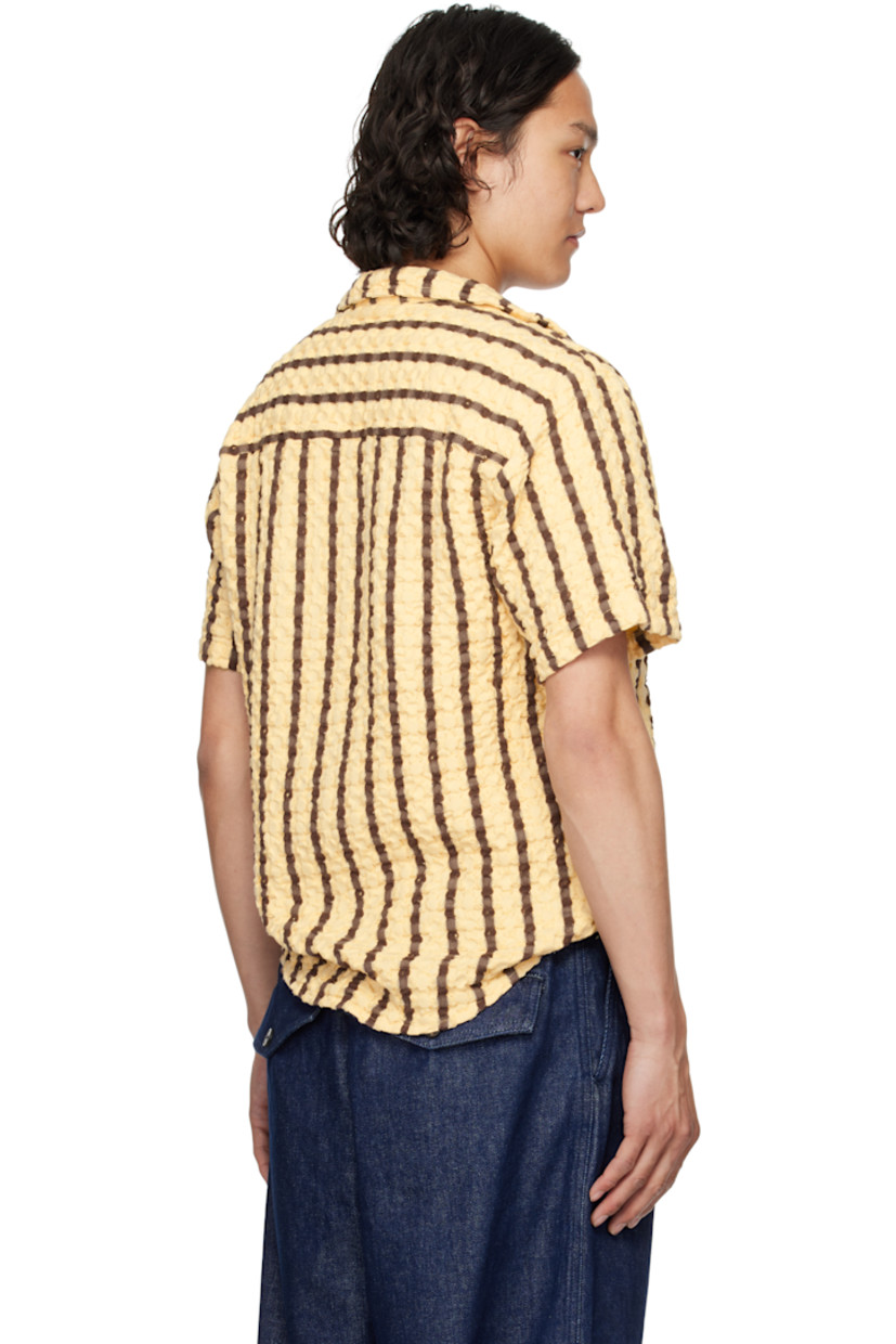 Heavyweight waffle-woven cotton shirt. Stripes throughout.

· Open spread collar
· Button closure
· Shirttail hem

Supplier color: Tartufo