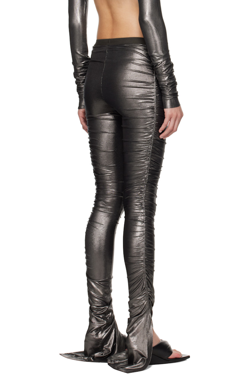 Foil-coated stretch viscose jersey leggings.

· FSC®-certified viscose
· Elasticized waistband
· Vent at cuffs
· Ruching at outseams

Supplier color: Gunmetal