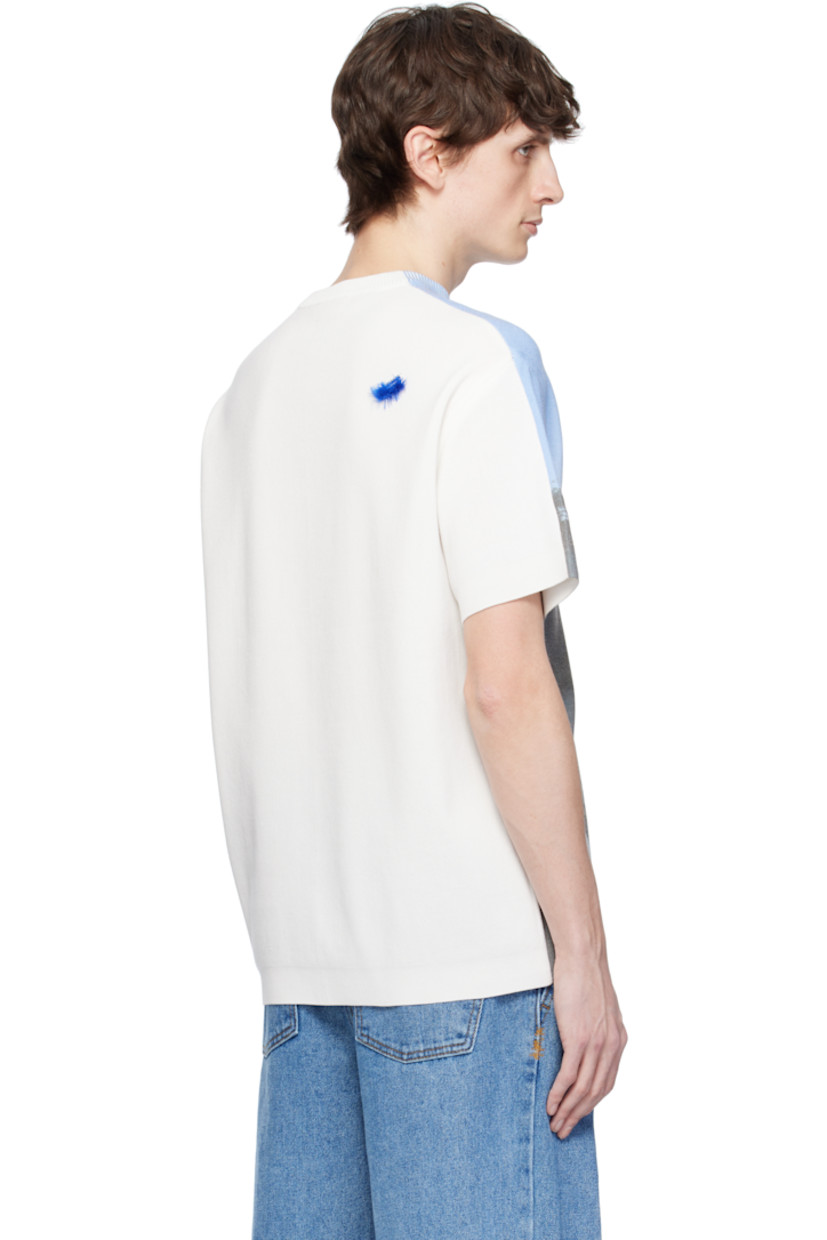 Knit cotton-blend T-shirt.

· Rib-knit crewneck
· Logo, text, and graphic printed at front
· Frayed logo flag with topstitching at back

Supplier color: Blue