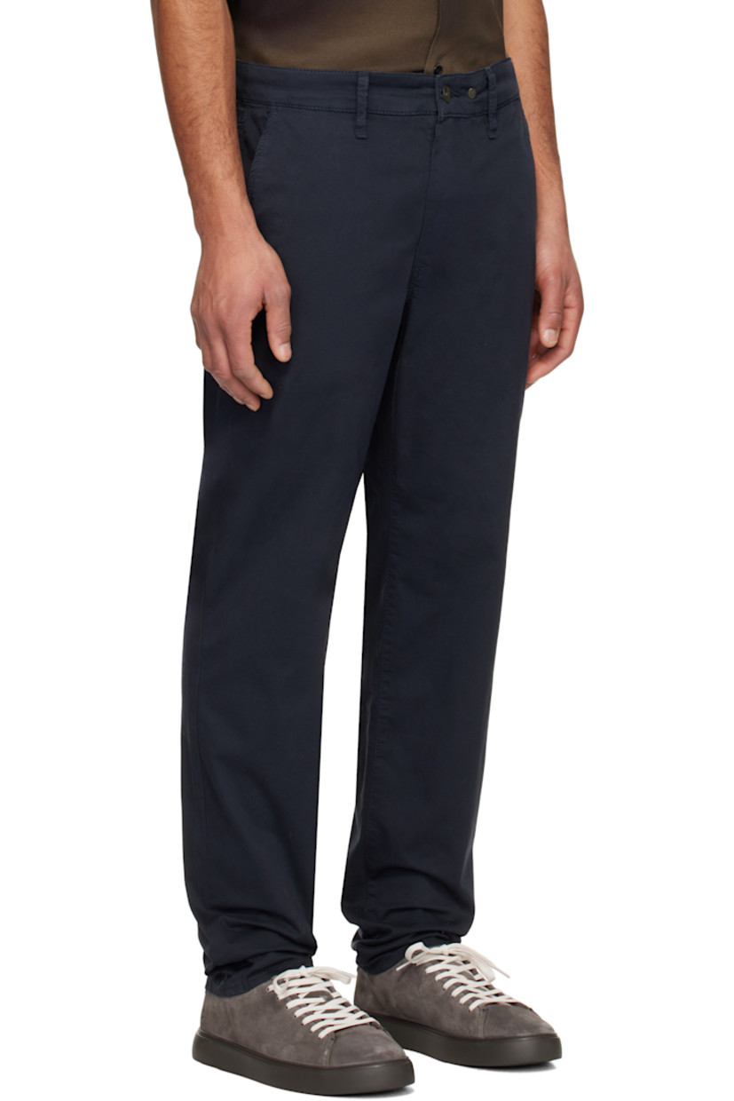 Slim-fit stretch cotton twill trousers.

· Mid-rise
· Belt loops
· Four-pocket styling
· Zip-fly
· Logo embroidered at back pocket

Supplier color: Salute