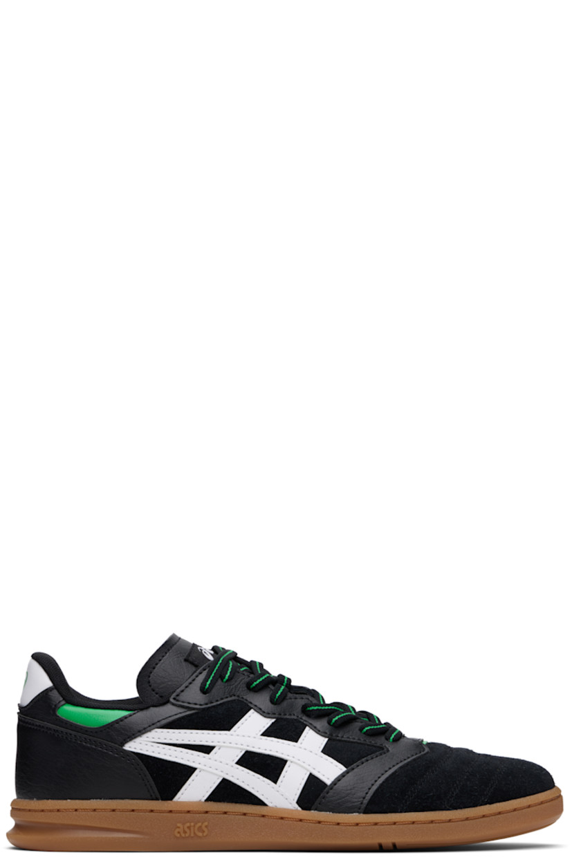 Low-top suede and grained leather sneakers in black. 

· Quilted detailing at toe
· Lace-up closure
· Logo patch at padded tongue
· Padded collar
· Signature stripes at sides
· Logo printed at heel tab
· Mesh lining 
· Logo embossed at rubber midsole
· Treaded rubber sole

Part of the Comme des Garçons Homme Deux x ASICS collaboration. 

Supplier color: Black