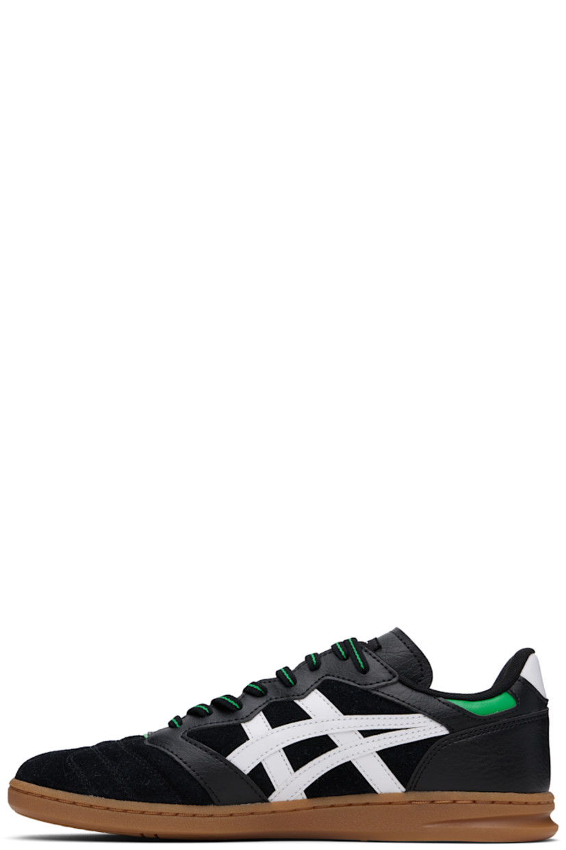 Low-top suede and grained leather sneakers in black. 

· Quilted detailing at toe
· Lace-up closure
· Logo patch at padded tongue
· Padded collar
· Signature stripes at sides
· Logo printed at heel tab
· Mesh lining 
· Logo embossed at rubber midsole
· Treaded rubber sole

Part of the Comme des Garçons Homme Deux x ASICS collaboration. 

Supplier color: Black