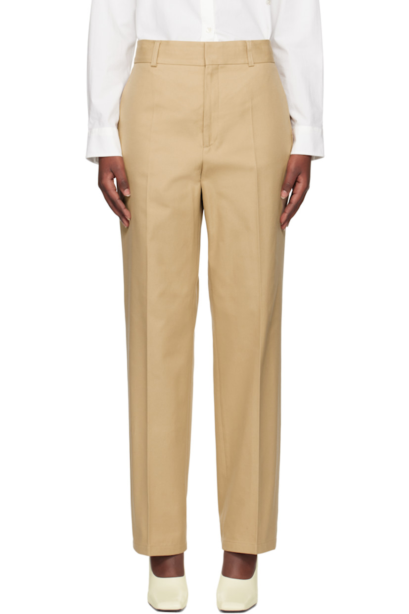 Straight-leg heavyweight organic cotton twill trousers.

· Mid-rise
· Belt loops
· Four-pocket styling
· Zip fly
· Creased legs

Supplier color: Sand beige