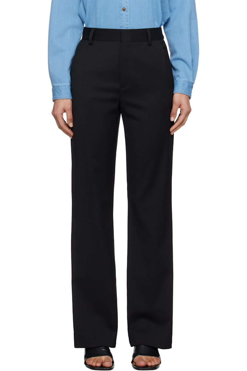 Bootcut stretch polyester- and wool-blend twill trousers.

· High-rise
· Belt loops
· Three-pocket styling
· Zip-fly
· Creased legs

Supplier color: Black