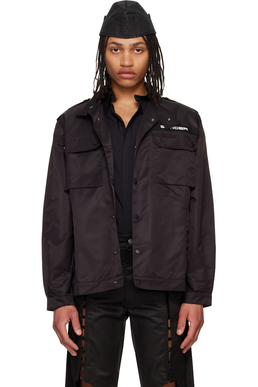 Nylon taffeta jacket.

· Press-stud tab at stand collar
· Press-stud closure
· Embroidered logo patch at chest
· Flap and welt pockets
· Press-stud epaulets
· Pleated press-stud barrel cuffs

Supplier color: Black