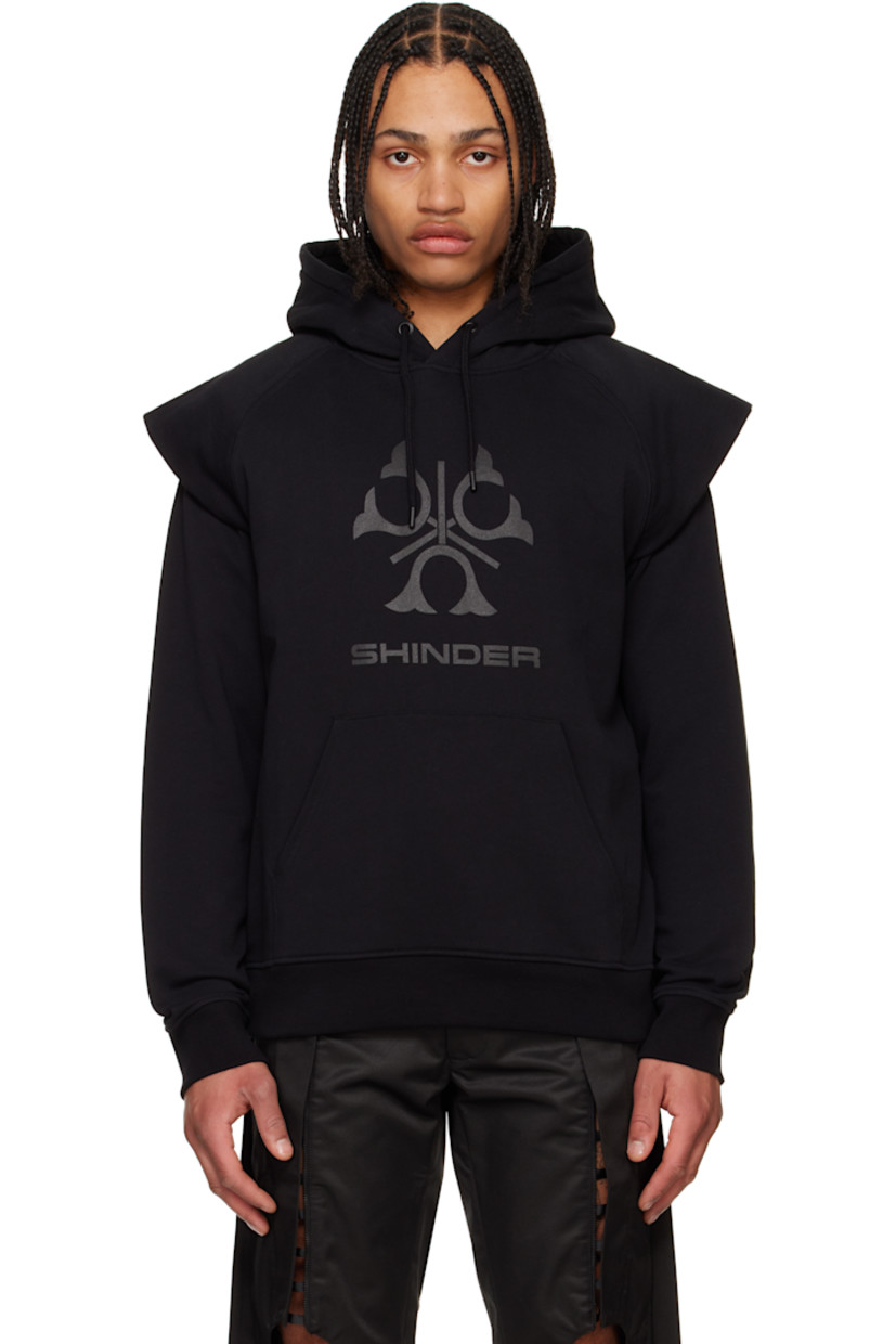 French terry hoodie.

· Drawstring at hood
· Logo graphic printed at front
· Kangaroo pocket
· Rib-knit hem and cuffs
· Layered raglan sleeves

Supplier color: Black