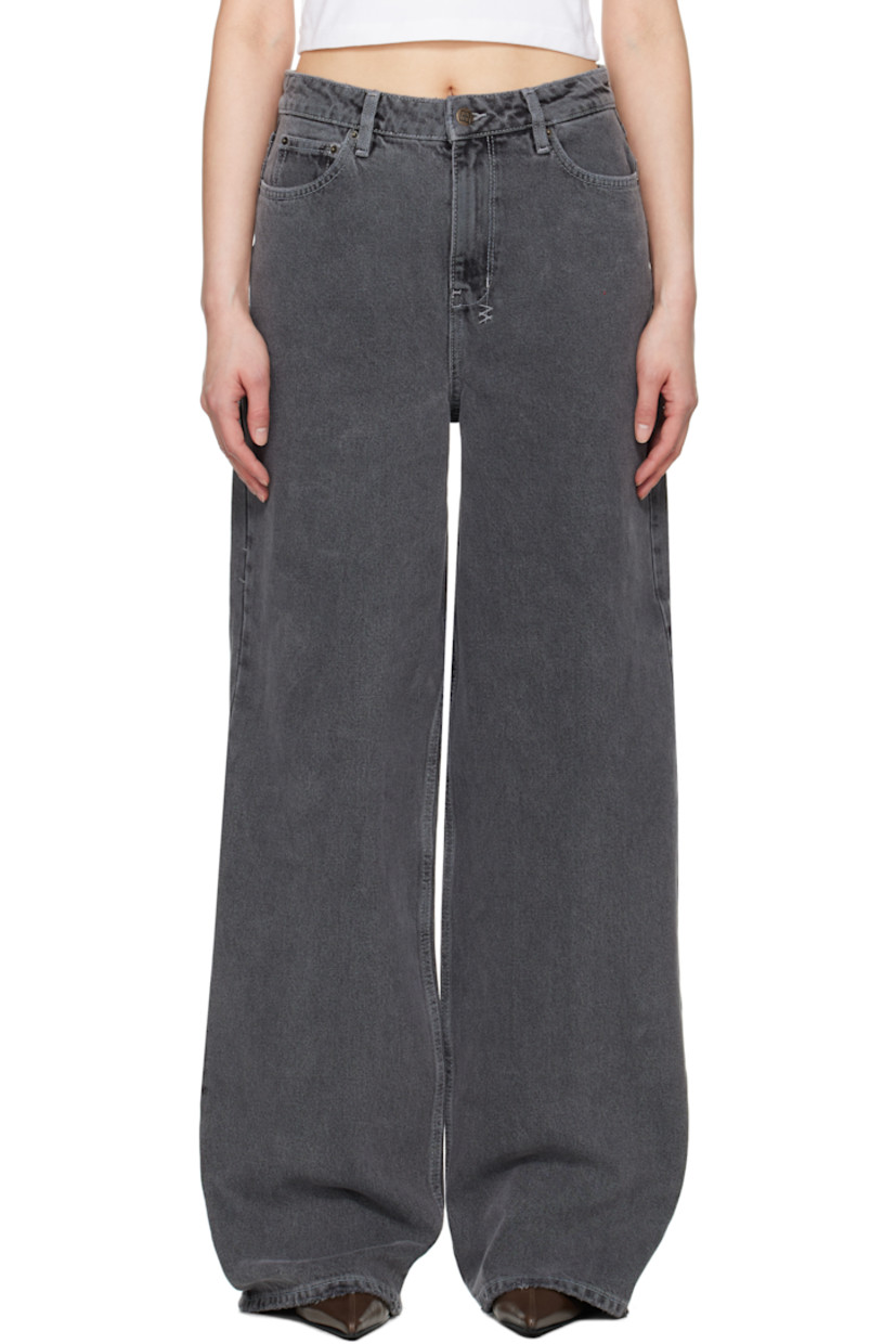 Stonewashed non-stretch denim jeans. Fading throughout.

· Loose-fit and wide-leg 
· Mid-rise 
· Belt loops
· Detachable drawstring belt at waistband
· Five-pocket styling
· Zip fly
· Logo embroidered at back waistband and leg
· Detachable logo flag at back pocket
· Logo-engraved copper-tone hardware

Supplier color: Shade