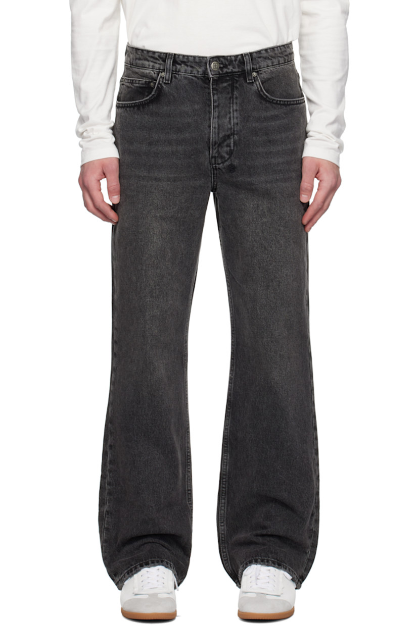 Bootcut stonewashed non-stretch denim jeans. Fading and whiskering throughout. 

· Mid-rise
· Belt loops
· Five-pocket styling
· Button-fly
· Logo graphics embroidered at back waist
· Detachable logo flag at back pocket
· Logo embroidered at back leg
· Logo-engraved silver-tone hardware

Supplier color: Black