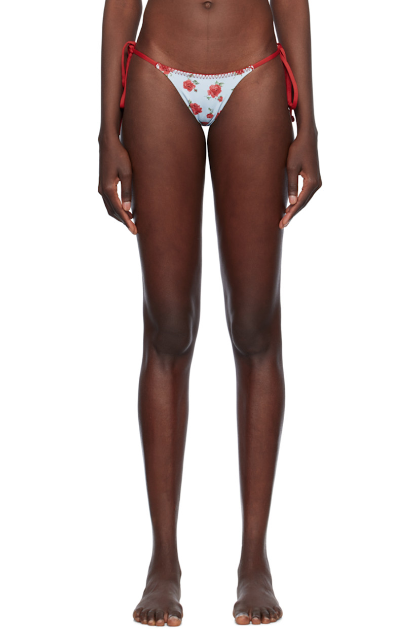 Stretch nylon jersey bikini bottom. Floral pattern printed throughout.

· Low-rise
· Blanket stitching at waistband
· Self-tie straps at sides
· Fully lined

Supplier color: Rosewater print