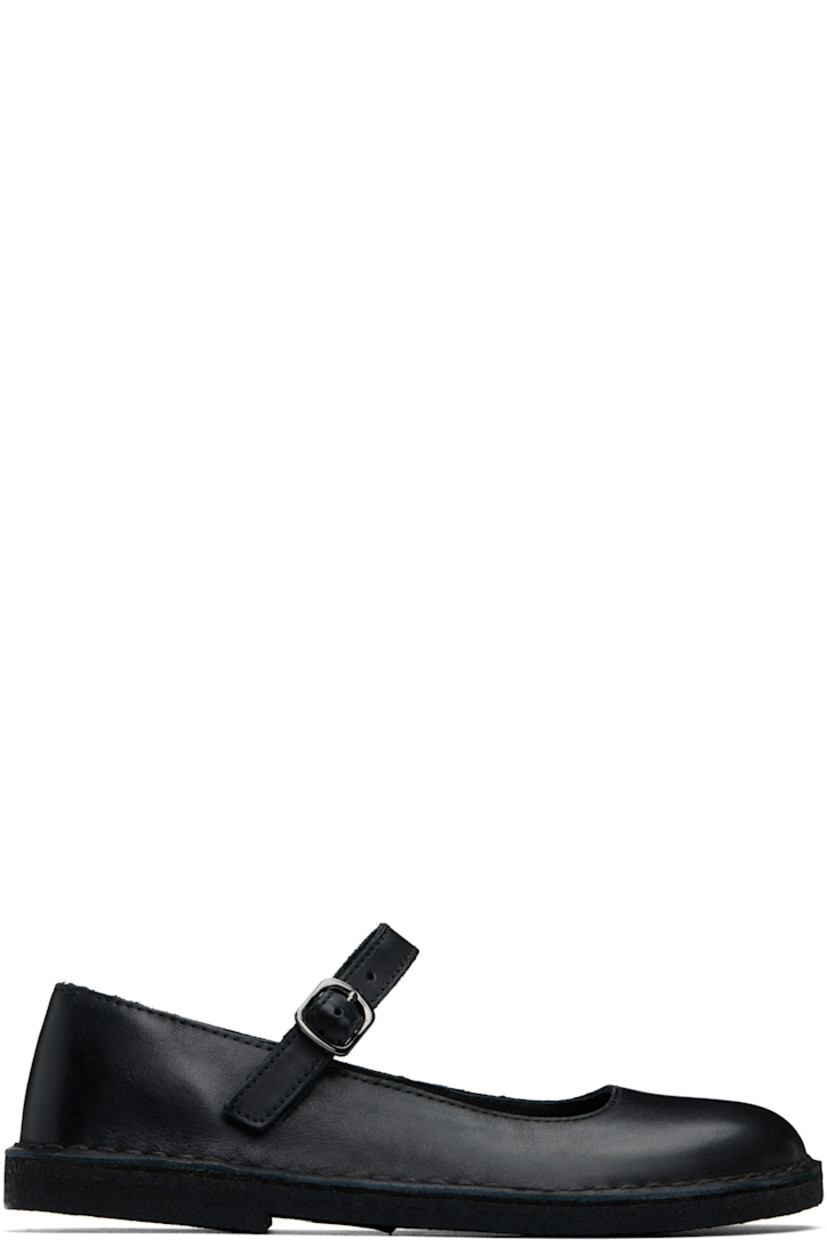 Buffed leather Mary Jane-style ballerina flats in black.

· Pin-buckle strap at vamp
· Suede and buffed leather lining
· Topstitching at welt
· FSC-certified crêpe-rubber sole

Supplier color: Black leather