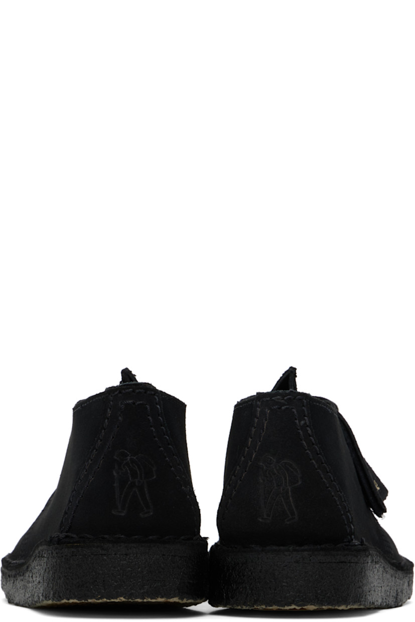 Suede derbys in black.

· Pinched seam at vamp
· Logo tags at lace-up closure
· Graphic embossed at heel counter
· Unlined
· Topstitching at welt
· FSC-certified crepe rubber sole

Supplier color: Black suede