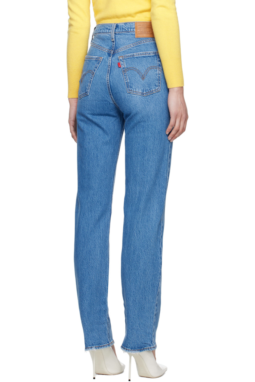 Straight-leg and slim-fit stretch denim jeans. Fading, whiskering, and subtle distressing throughout.

· High-rise
· Belt loops
· Five-pocket styling
· Button fly
· Leather logo patch at back waistband
· Logo flag at back pocket
· Logo-engraved silver- and copper-tone hardware
· Contrast stitching in tan

Supplier color: Dance around
