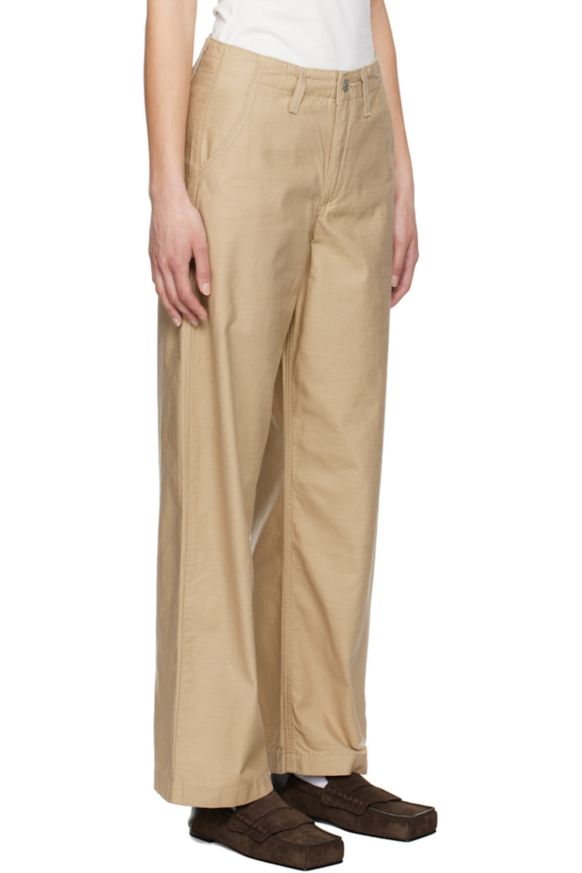 Loose-fit and straight-leg slub cotton twill trousers. 

· Mid-rise
· Belt loops
· Four-pocket styling
· Zip fly
· Logo patch at back waistband
· Logo flag at back pocket
· Logo-engraved silver-tone hardware

Supplier color: Travertine