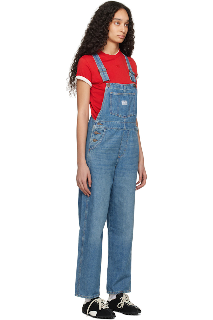 Non-stretch denim overalls. Fading throughout.

· Square neck
· Logo patch and patch pocket at chest
· Four-pocket styling
· Button fly
· Button fastening at outseams
· Adjustable shoulder straps
· Logo-engraved antiqued bronze-tone hardware
· Contrast stitching in tan
 
Supplier color: Fresh perspective