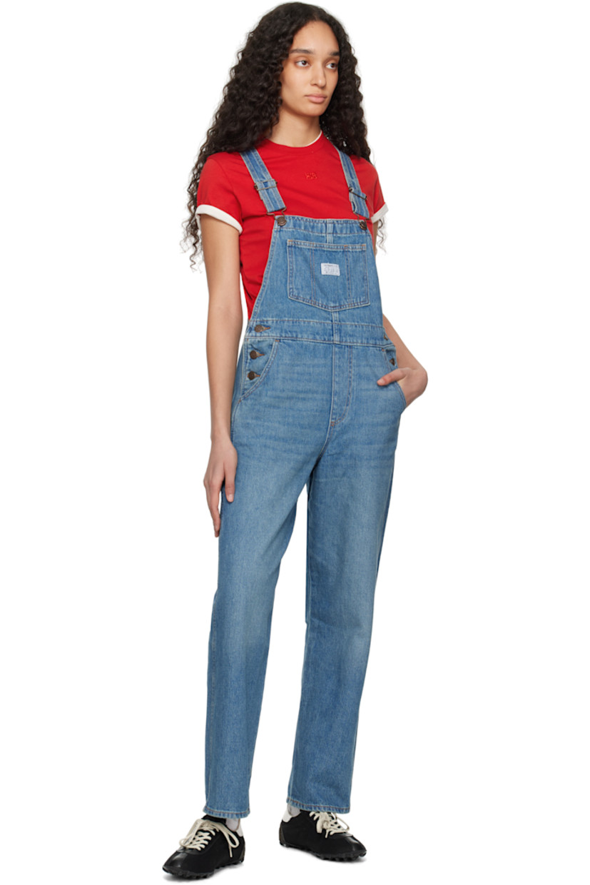 Non-stretch denim overalls. Fading throughout.

· Square neck
· Logo patch and patch pocket at chest
· Four-pocket styling
· Button fly
· Button fastening at outseams
· Adjustable shoulder straps
· Logo-engraved antiqued bronze-tone hardware
· Contrast stitching in tan
 
Supplier color: Fresh perspective