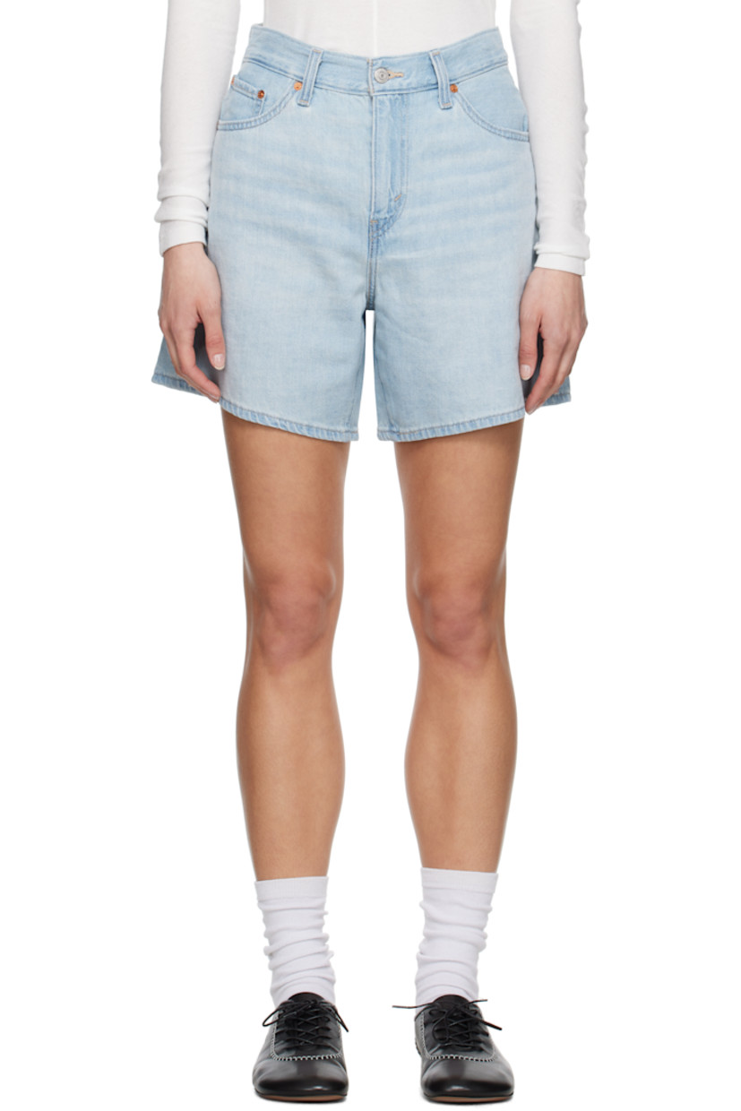 Non-stretch cotton- and linen-blend denim shorts. Fading and whiskering throughout.

· Baggy-fit and lightweight
· High-rise
· Belt loops
· Five-pocket styling
· Zip fly
· Logo patch at back waistband
· Logo flag at back pocket
· Logo-engraved silver- and copper-tone hardware
· Contrast stitching in beige

Supplier color: Luxury trip