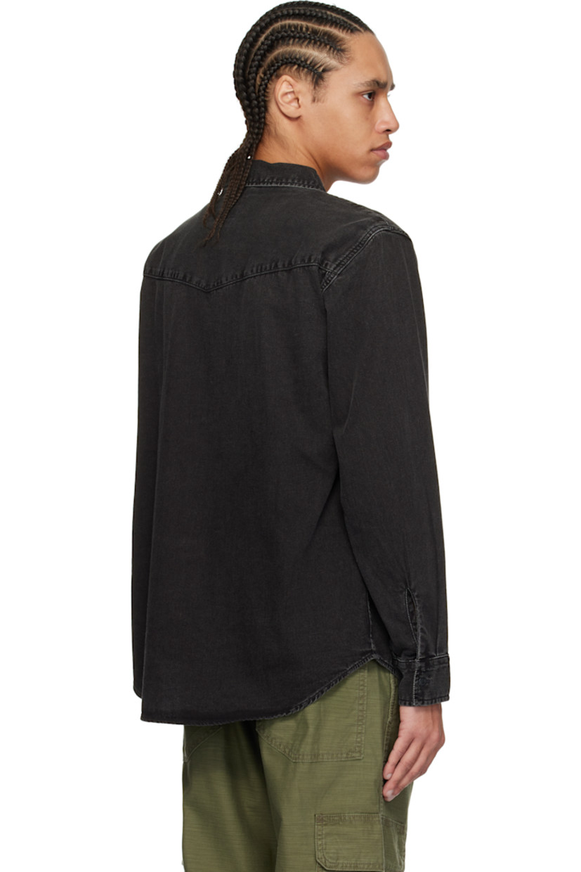 Non-stretch denim overshirt. Fading throughout. 

· Spread collar
· Button closure
· Flap pockets at chest
· Logo flag at chest pocket
· Shirttail hem
· Single-button barrel cuffs

Supplier color: Cava washed black/Grey
