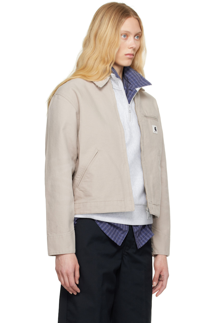 Loose-fit 12 oz organic cotton Dearborn canvas jacket.

· Corduroy spread collar
· Zip closure
· Zip pocket and logo patch at chest
· Welt pockets
· Adjustable press-stud fastening at cuffs
· Adjustable press-stud tabs at back hem
· Unlined
· Logo-engraved silver-tone hardware

Supplier color: Dusky beige/Dusky beige (stone canvas)