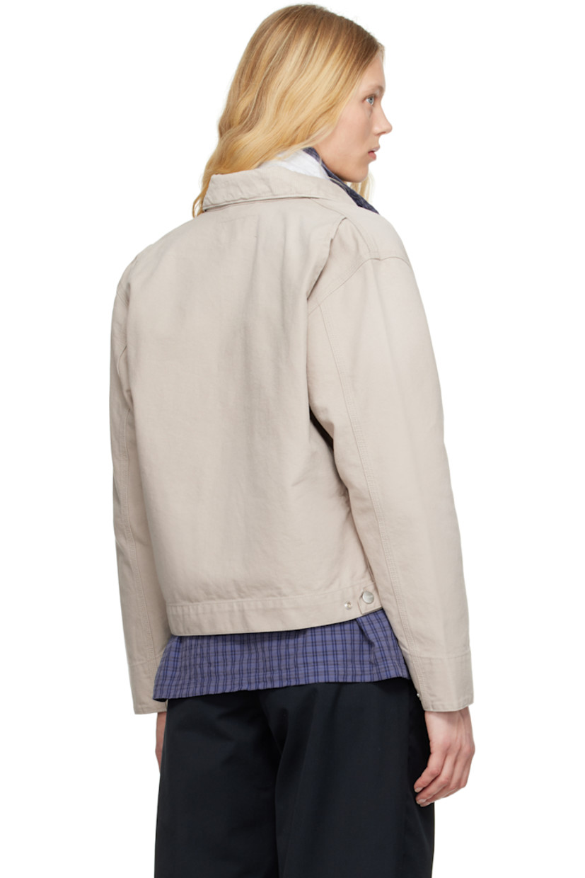 Loose-fit 12 oz organic cotton Dearborn canvas jacket.

· Corduroy spread collar
· Zip closure
· Zip pocket and logo patch at chest
· Welt pockets
· Adjustable press-stud fastening at cuffs
· Adjustable press-stud tabs at back hem
· Unlined
· Logo-engraved silver-tone hardware

Supplier color: Dusky beige/Dusky beige (stone canvas)