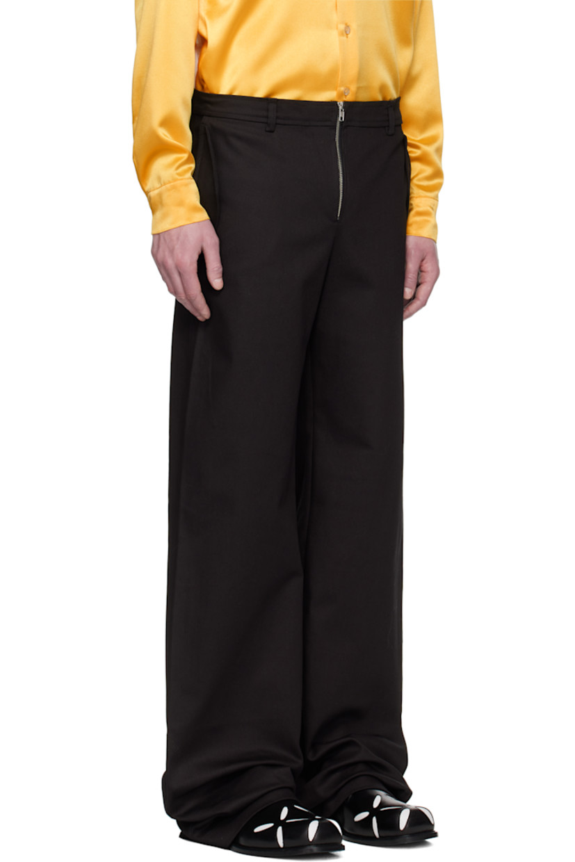 Stretch cotton denim trousers.

· Wide-leg
· Belt loops
· Four-pocket styling
· Exposed zip fly

Supplier color: Black