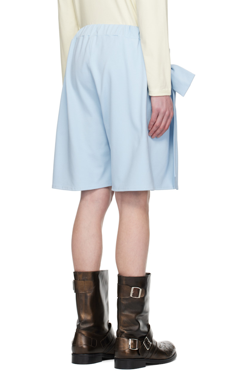 Stretch viscose-blend interlock jersey shorts.

· Gathering at elasticized waistband
· Two-pocket styling
· Pleats and bow appliqués at front

Supplier color: Blue