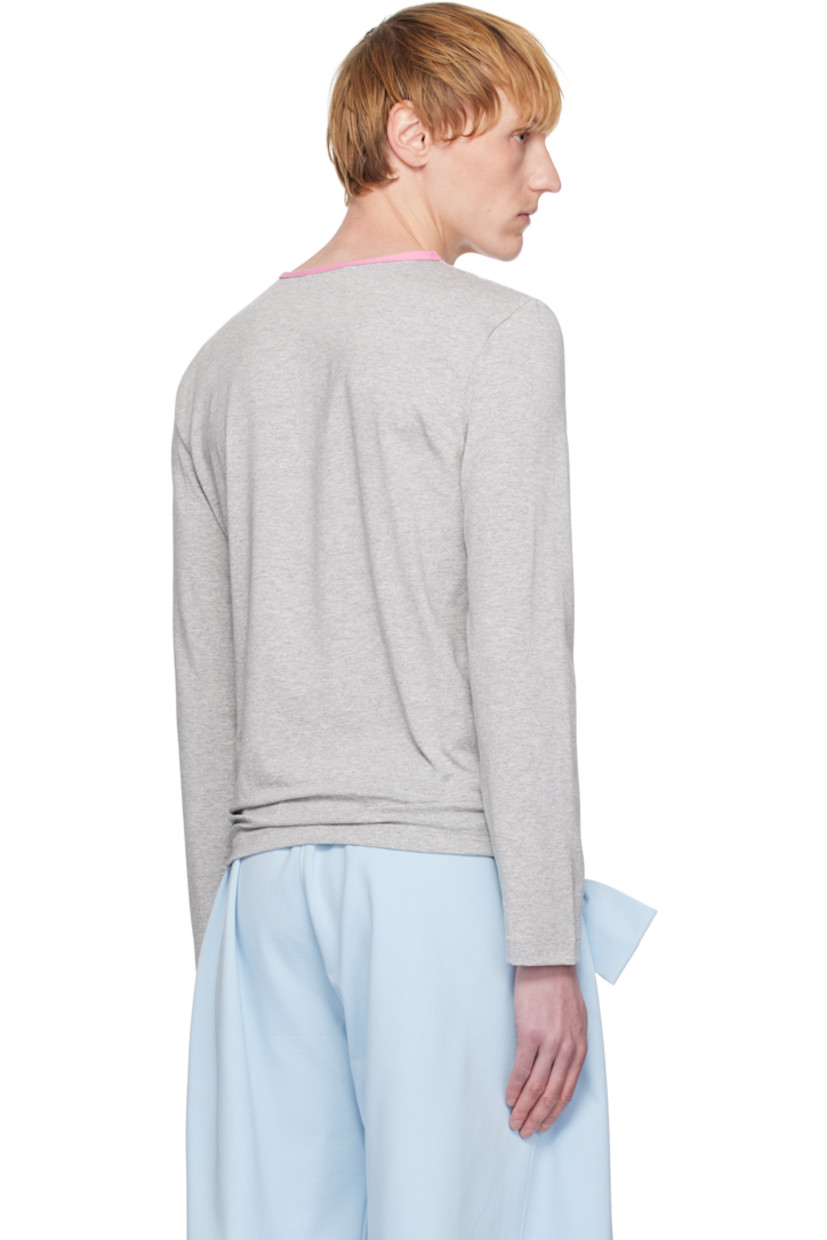 Stretch viscose jersey top.

· Crewneck
· Self-tie bow accent at collar

Supplier color: Grey