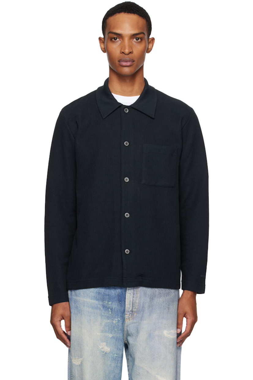Rib-knit cotton-blend overshirt.

· Spread collar
· Button closure
· Patch pocket at chest

Supplier color: Dark navy