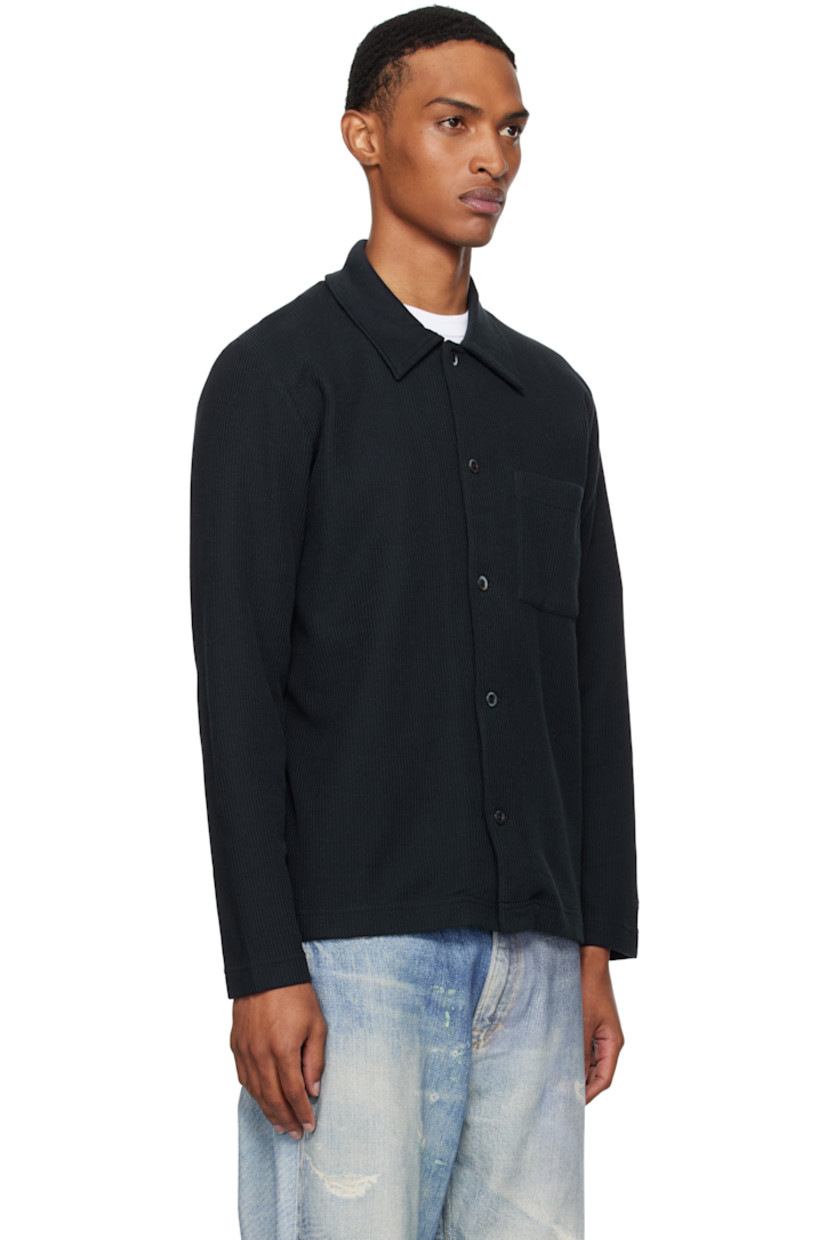 Rib-knit cotton-blend overshirt.

· Spread collar
· Button closure
· Patch pocket at chest

Supplier color: Dark navy