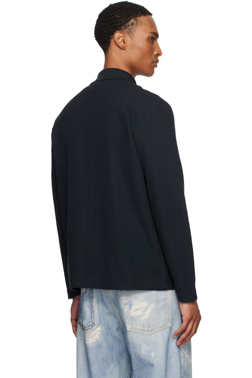 Rib-knit cotton-blend overshirt.

· Spread collar
· Button closure
· Patch pocket at chest

Supplier color: Dark navy