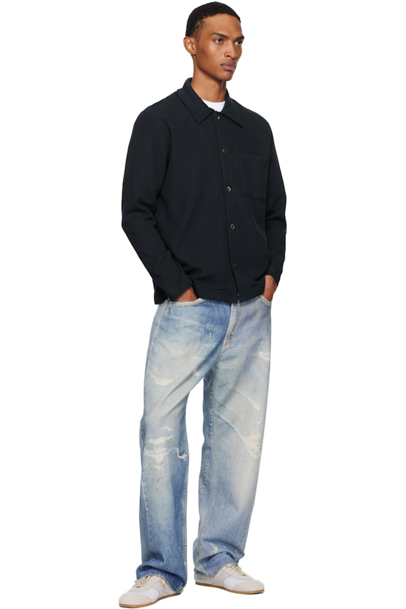 Rib-knit cotton-blend overshirt.

· Spread collar
· Button closure
· Patch pocket at chest

Supplier color: Dark navy