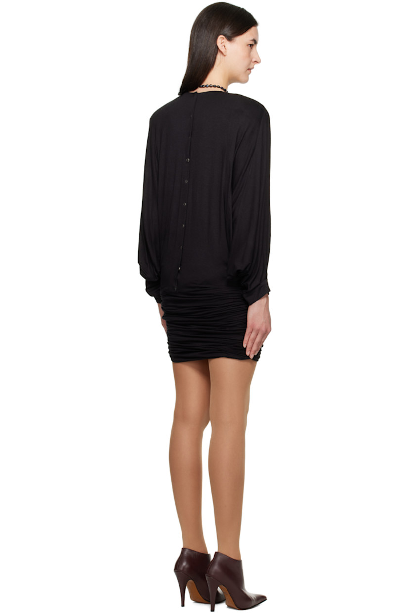 Stretch viscose jersey minidress.

· Round neck
· Drop waist
· Ruched side seams
· Padded shoulders
· Dolman sleeves
· Press-stud closure at back

Supplier color: Black