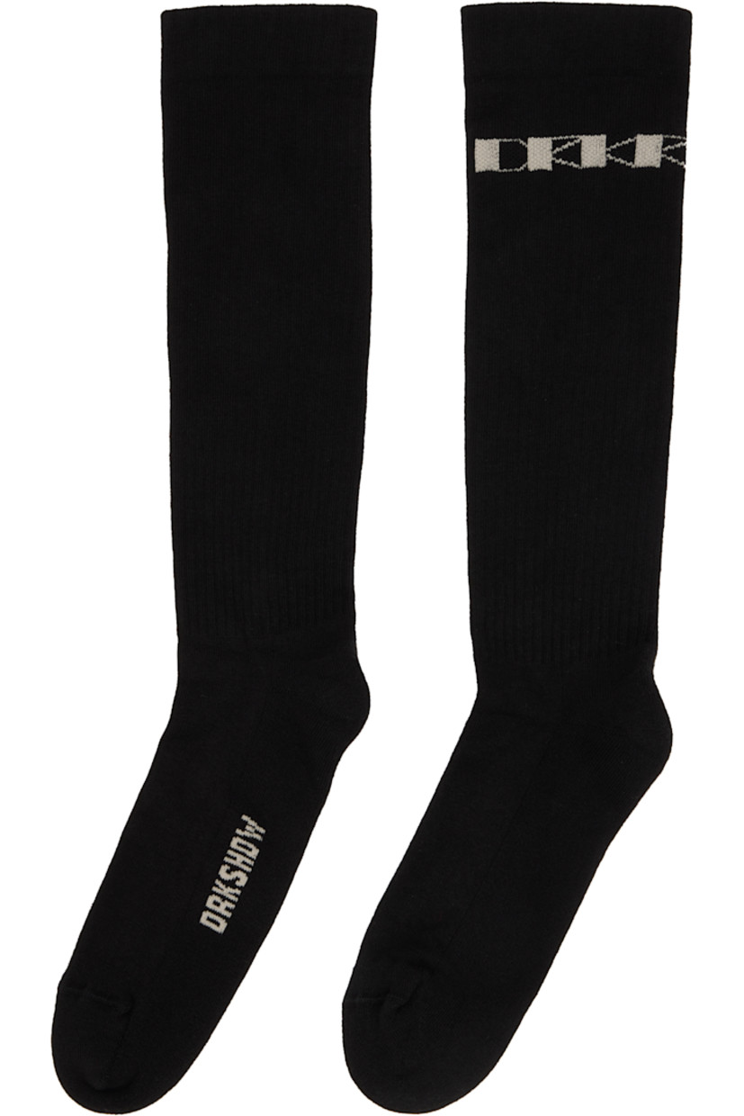 Pair of knee-high knit stretch cotton- and nylon-blend socks.

· Rib-knit cuffs
· Jacquard logo at cuff and sole

Supplier color: Black/Pearl