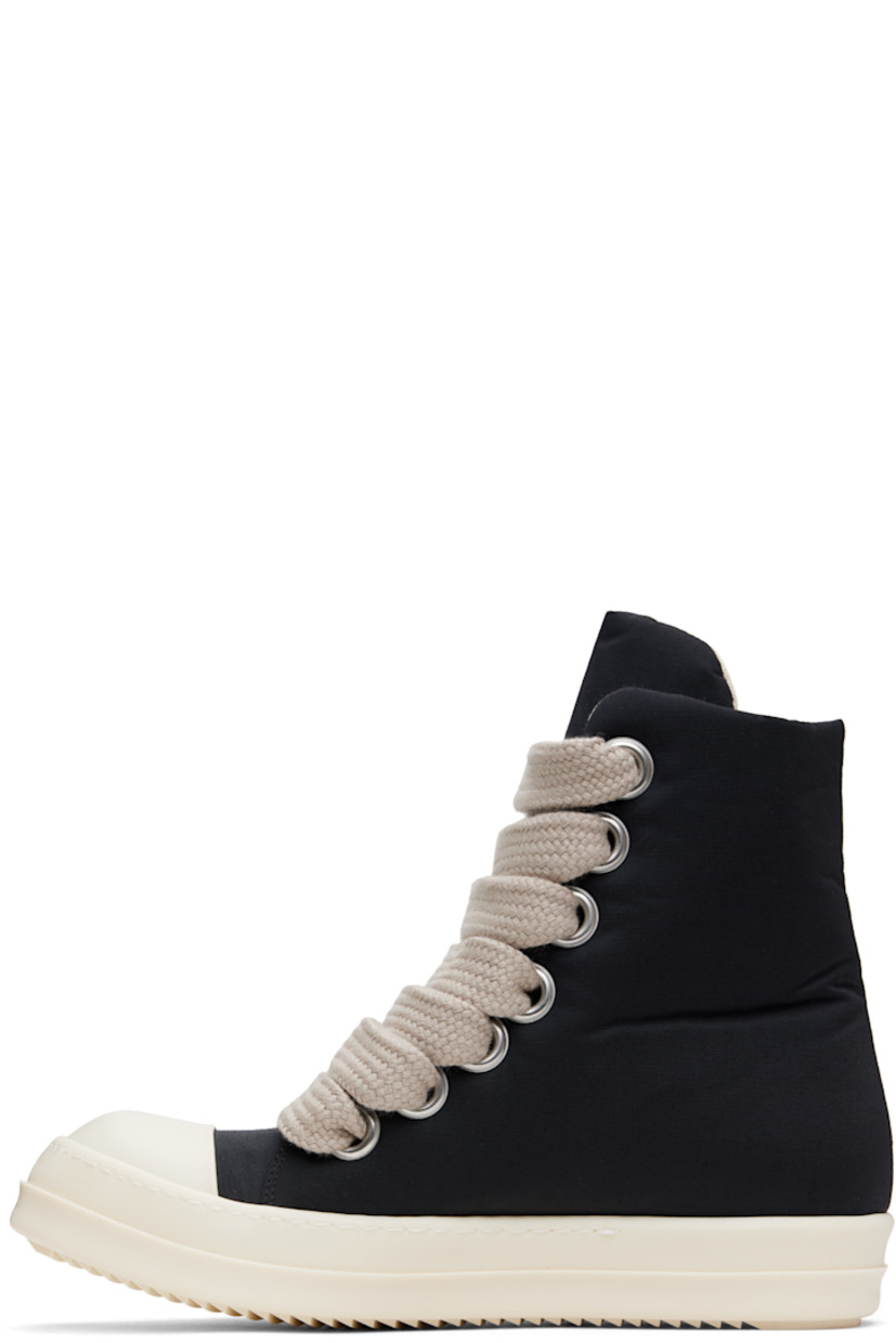 High-top padded nylon- and cotton-blend faille sneakers in black.

· GOTS-certified organic cotton
· Faux-leather cap toe
· Lace-up closure
· Twill lining
· Treaded rubber sole

Supplier color: Black/Milk/Milk