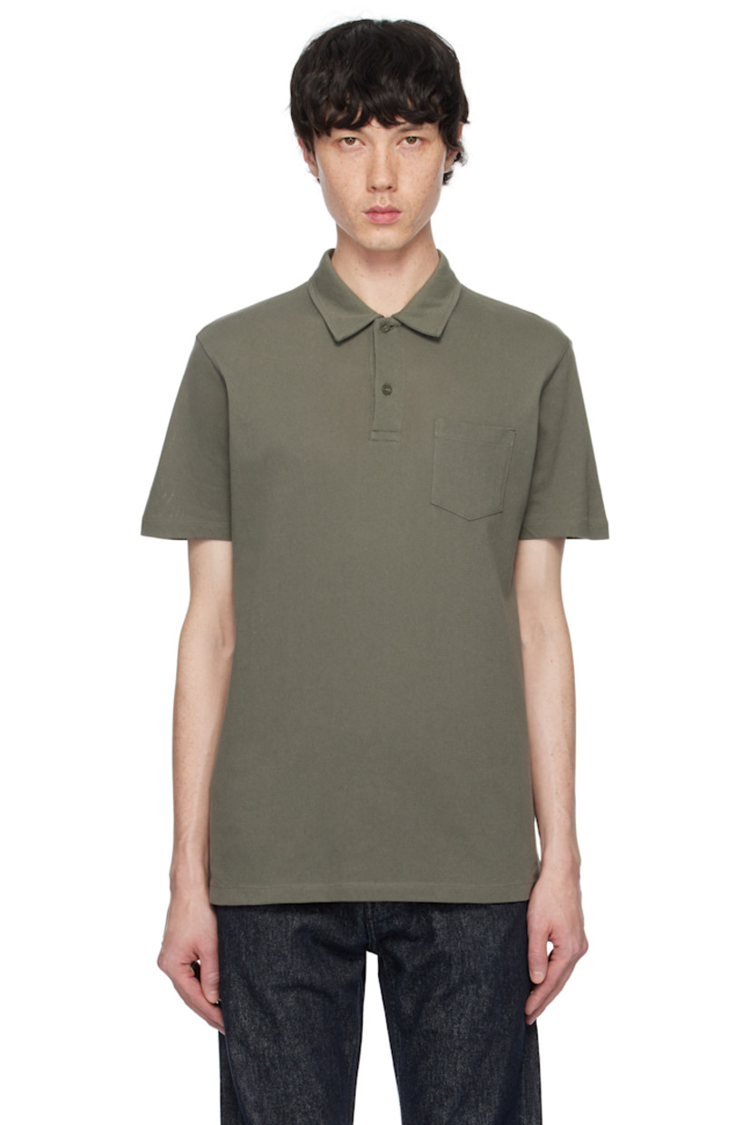 Lightweight extra-long staple supima cotton mesh polo. 

· Spread collar
· Two-button placket
· Patch pocket
· Vented side seams

Supplier color: Khaki