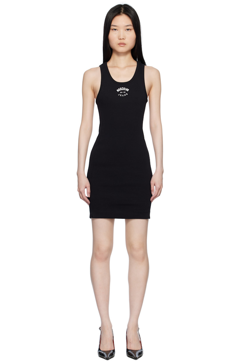 Stretch cotton ribbed jersey minidress.

· Rib-knit scoop neck and armscyes
· Logo printed at front

Supplier color: Multi black