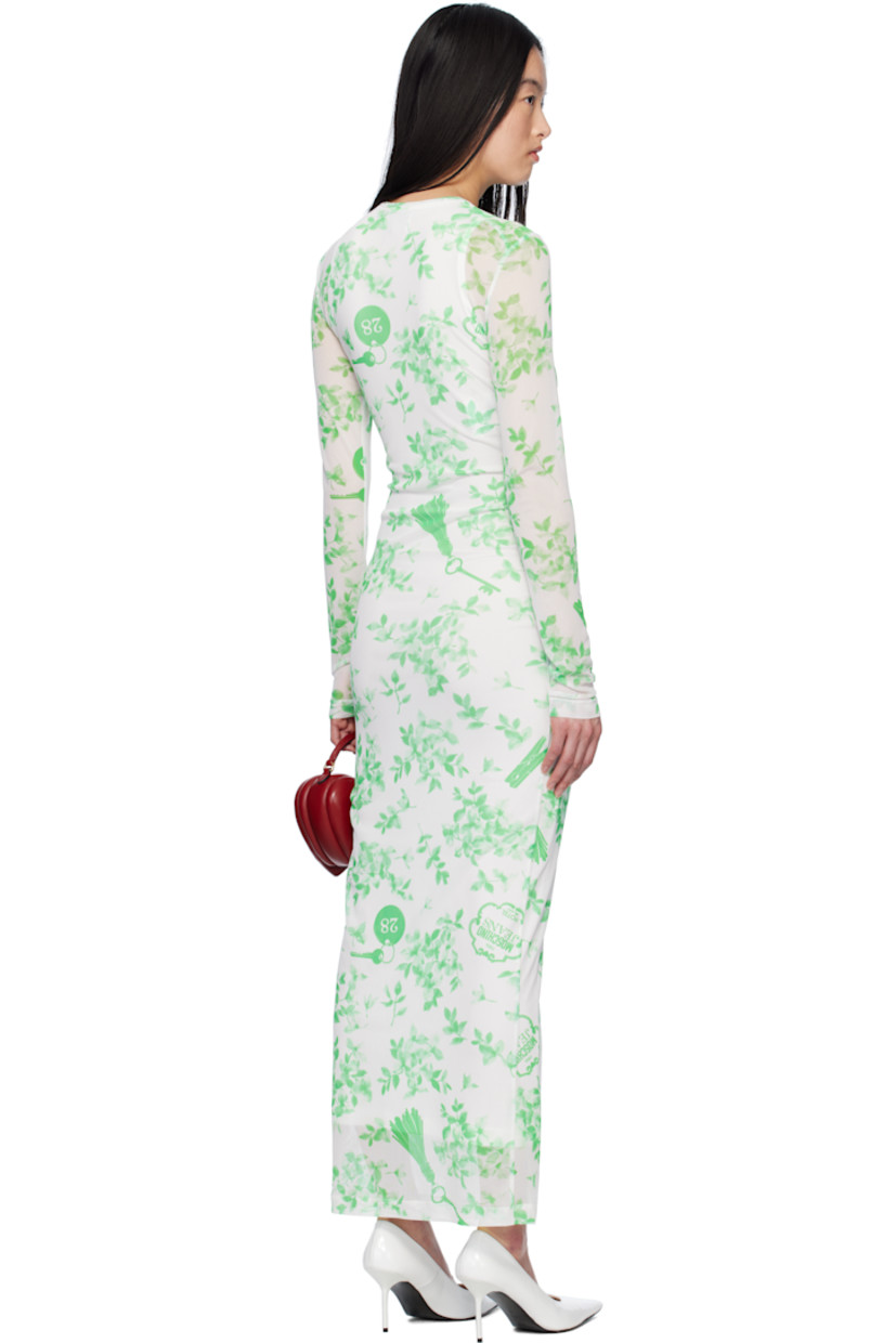 Semi-sheer stretch polyester mesh maxi dress. Floral pattern printed throughout. 

· Crewneck
· Partial jersey lining

Supplier color: Multi white