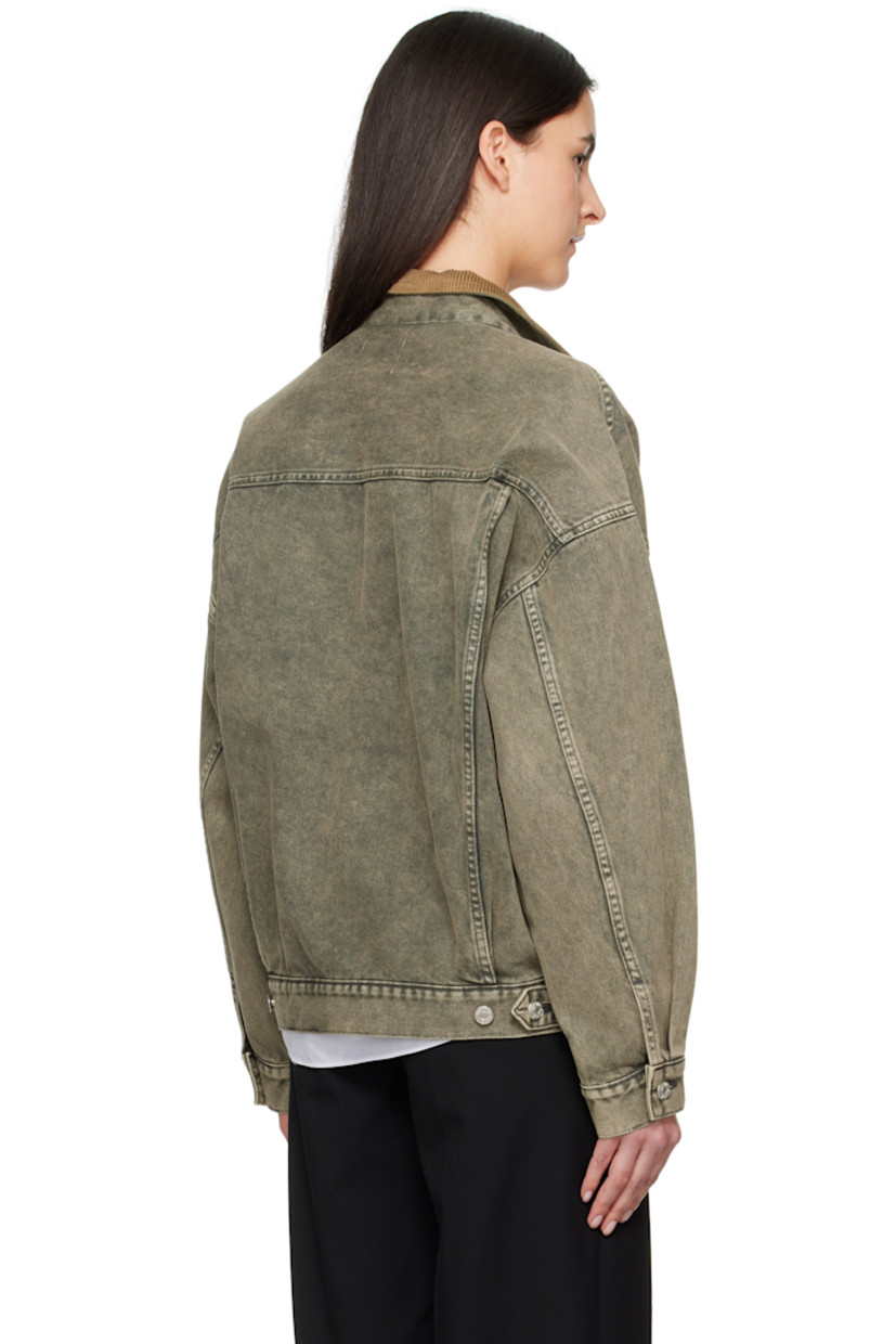 Non-stretch 12 oz denim jacket. Fading throughout.

· Corduroy spread collar
· Button closure
· Logo printed at chest
· Flap and welt pockets
· Dropped shoulders
· Single-button barrel cuffs
· Twin pleats at back yoke
· Adjustable button tabs at back hem
· Logo-engraved silver-tone hardware

Supplier color: Multi grey
