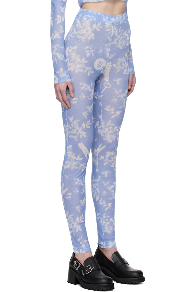 Semi-sheer stretch polyester mesh leggings.

· Graphic pattern throughout
· Elasticized waistband

Supplier color: Multi light blue