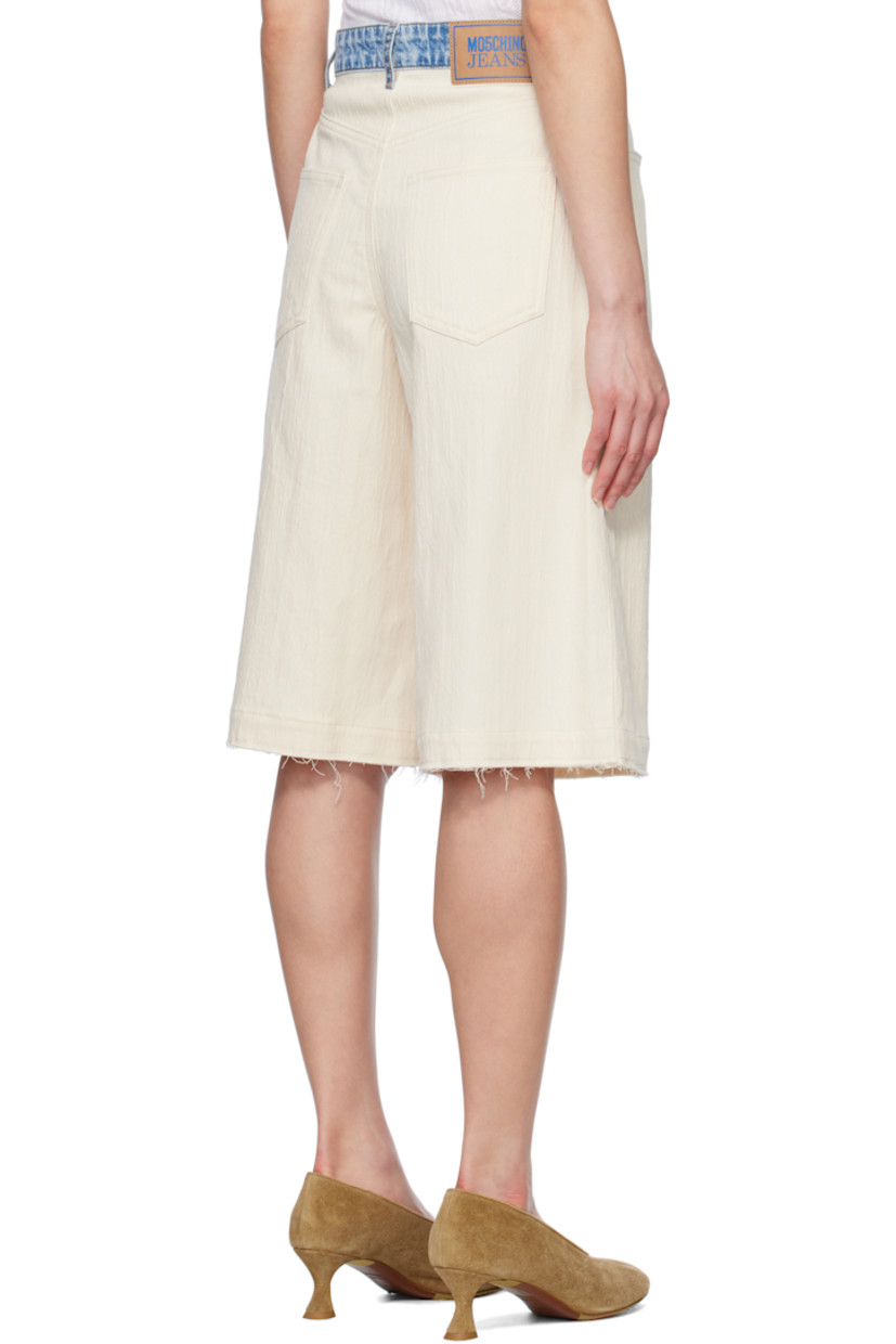 Crinkled stretch cotton- and hemp-blend twill shorts. 

· Belt loops at denim waistband
· Five-pocket styling
· Zip fly
· Frayed edge at cuffs
· Jacron logo patch at back waistband
· Logo-engraved silver-tone hardware

Supplier color: Multi beige