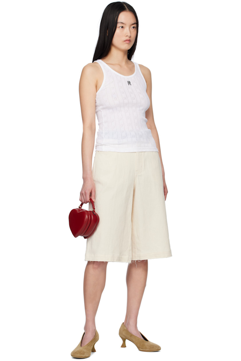 Crinkled stretch cotton- and hemp-blend twill shorts. 

· Belt loops at denim waistband
· Five-pocket styling
· Zip fly
· Frayed edge at cuffs
· Jacron logo patch at back waistband
· Logo-engraved silver-tone hardware

Supplier color: Multi beige