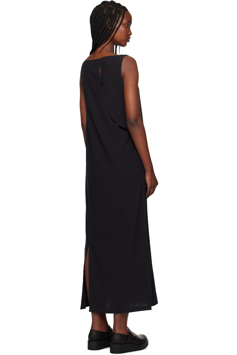 Stretch recycled polyester jersey maxi dress. Slits throughout.

· Boatneck
· Vented hem
· Asymmetric shoulder straps
· Logo bonded at back waist

Supplier color: Black