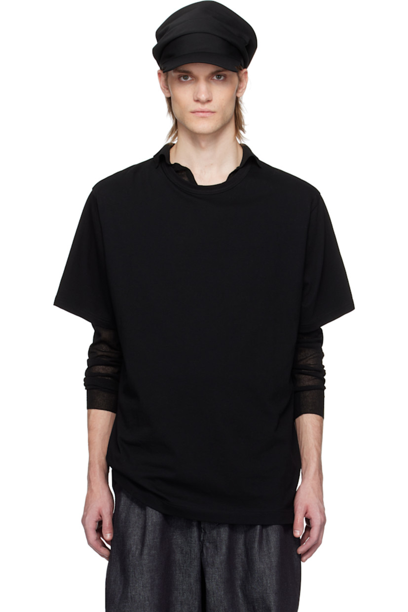 Cotton jersey T-shirt. 

· Rib-knit crewneck
· Dropped shoulders
· Logo printed at back

Supplier color: Black